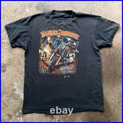 HARLEY DAVIDSON'AMERICAN STEEL' 1988 Rare Vintage 3d Emblem T Shirt