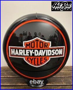 HARLEY DAVIDSON Motorcycles Reproduction 13.5 Gas Pump Globe (Black Body)