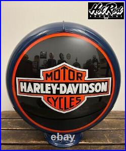 HARLEY DAVIDSON Motorcycles Reproduction 13.5 Gas Pump Globe (Dark Blue Body)