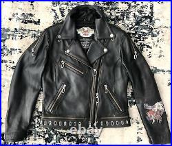 HARLEY DAVIDSON Women's (M) Black Leather Jacket Embroidered