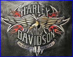 HARLEY DAVIDSON Women's (M) Black Leather Jacket Embroidered