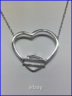 Harley Davidson 10K White Gold Large Open Heart Pendant Necklace (20)