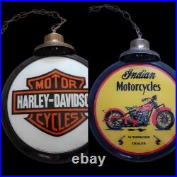 Harley-Davidson /Indian Motorcycle Chain Hanging Gas Pump Globe Light 2 In One