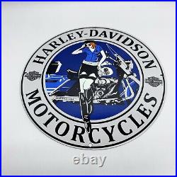 Harley Davidson Motorcycles Pump Vintage Style Porcelain Sign Biker Girl