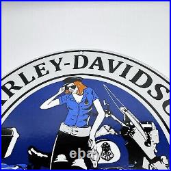 Harley Davidson Motorcycles Pump Vintage Style Porcelain Sign Biker Girl