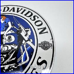 Harley Davidson Motorcycles Pump Vintage Style Porcelain Sign Biker Girl