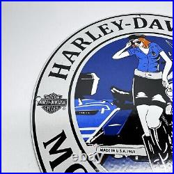 Harley Davidson Motorcycles Pump Vintage Style Porcelain Sign Biker Girl