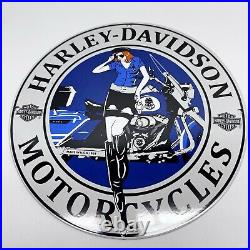 Harley Davidson Motorcycles Pump Vintage Style Porcelain Sign Biker Girl