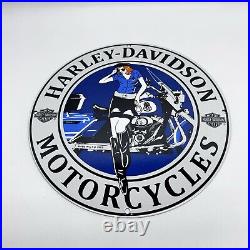 Harley Davidson Motorcycles Pump Vintage Style Porcelain Sign Biker Girl