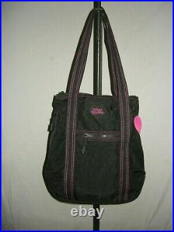 Harley-Davidson Purse, Black Canvas WithPink Stitching, 16 x 14 x 2.5, New