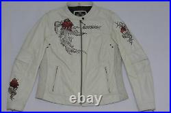 Harley Davidson Women PACIFIC COAST Rose White Leather Jacket 97012-10VW XS Rare