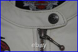 Harley Davidson Women PACIFIC COAST Rose White Leather Jacket 97012-10VW XS Rare