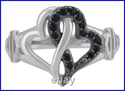 Harley-Davidson Women's Black & White Infinity Hearts Ring, Sterling Silver