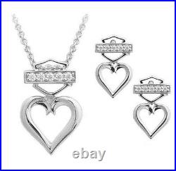 Harley-Davidson Women's Bling Heart Necklace & Earrings Jewelry Set HDS0008-18
