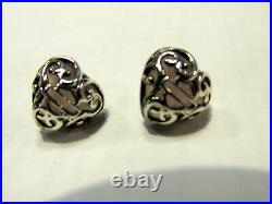 Harley-davidson Womens Sterling Silver & Rose Quartz Filigree Love Heart Earring