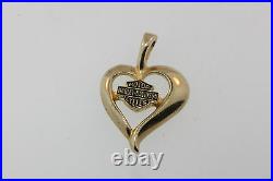 NICE 10k Y/GOLD HARLEY DAVIDSON MOTOR CYCLES HEART PENDANT 1.7g