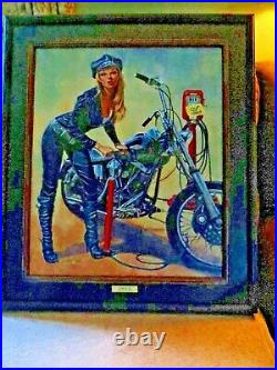 ORIGINAL DAVID UHL SOLD-OUT PIN-UP SERIES PUMP'ER UP Harley Davidson Art