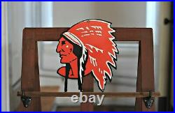 Porcelain Indian Chief Pump Plate Gas Oil Motorcycle Knucklehead 12 X 10