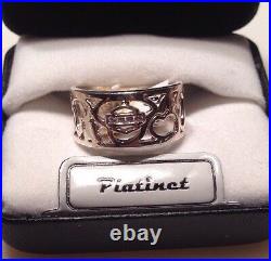 RARE! Stamper Platinet Harley Davidson Hearts Thick Ring With 4 Stones 6.5
