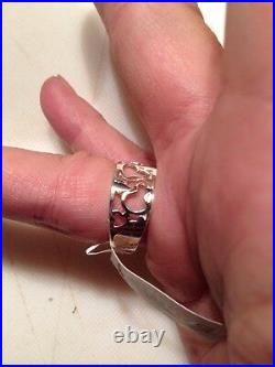 RARE! Stamper Platinet Harley Davidson Hearts Thick Ring With 4 Stones 6.5