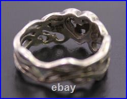 SIZE 7 Vintage HARLEY DAVIDSON HD MOD Sterling Silver & Red Stone Heart Ring