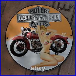 Vintage 1945 Harley-Davidson Motorcycles Porcelain Gas And Oil Pump Sign