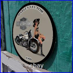 Vintage 1950 Harley Davidson Motor Cycles Porcelain Gas And Oil Pump Sign