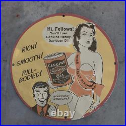Vintage Genuine Harley-Davidson Motor Oil Porcelain Gas And Oil Pump Sign