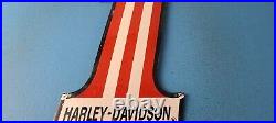 Vintage Harley Davidson #1 Porcelain Motorcycles USA American Flag Gas Pump Sign