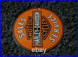 Vintage Harley Davidson Hd Porcelain Sign Gas Oil Motorcycle Station Pump Emblem