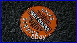 Vintage Harley Davidson Hd Porcelain Sign Gas Oil Motorcycle Station Pump Emblem