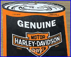 Vintage Harley Davidson Motor Oil Can Porcelain Sign Gas Station Pump Plate