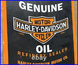 Vintage Harley Davidson Motor Oil Can Porcelain Sign Gas Station Pump Plate