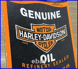 Vintage Harley Davidson Motor Oil Can Porcelain Sign Gas Station Pump Plate