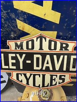 Vintage Harley Davidson Motorcycle 29porcelain Sign Lube Gas Pump Station