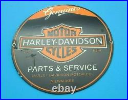 Vintage Harley Davidson Motorcycle Porcelain 12 Gas Parts & Service Pump Sign
