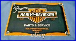 Vintage Harley Davidson Motorcycle Porcelain Biker Gas Service Pump Plate Sign