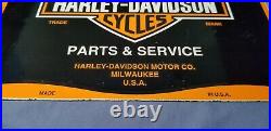 Vintage Harley Davidson Motorcycle Porcelain Biker Gas Service Pump Plate Sign