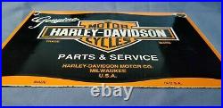 Vintage Harley Davidson Motorcycle Porcelain Biker Gas Service Pump Plate Sign