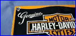 Vintage Harley Davidson Motorcycle Porcelain Biker Gas Service Pump Plate Sign