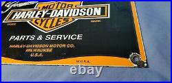 Vintage Harley Davidson Motorcycle Porcelain Biker Gas Service Pump Plate Sign