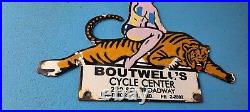 Vintage Harley Davidson Motorcycle Porcelain Boutwells Gas Pump Service Sign