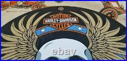 Vintage Harley Davidson Motorcycle Porcelain Gas Auto Bike Sales Skull Pump Sign
