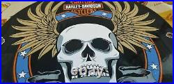 Vintage Harley Davidson Motorcycle Porcelain Gas Auto Bike Sales Skull Pump Sign