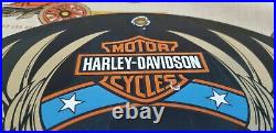 Vintage Harley Davidson Motorcycle Porcelain Gas Auto Bike Sales Skull Pump Sign