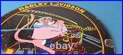 Vintage Harley Davidson Motorcycle Porcelain Gas Pump Pink Panther Service Sign