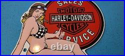 Vintage Harley Davidson Motorcycle Porcelain Gas Pump Service Station Sign