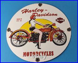 Vintage Harley Davidson Motorcycle Porcelain Gas Service Sales Pump Plate Sign