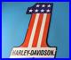 Vintage Harley Davidson Motorcycle Porcelain Number One Gas Oil Pump Plate Sign