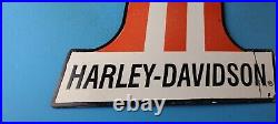 Vintage Harley Davidson Motorcycle Porcelain Number One Gas Oil Pump Plate Sign